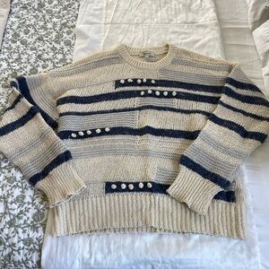 Madewell Striped Knit Sweater - Blue and White - L
